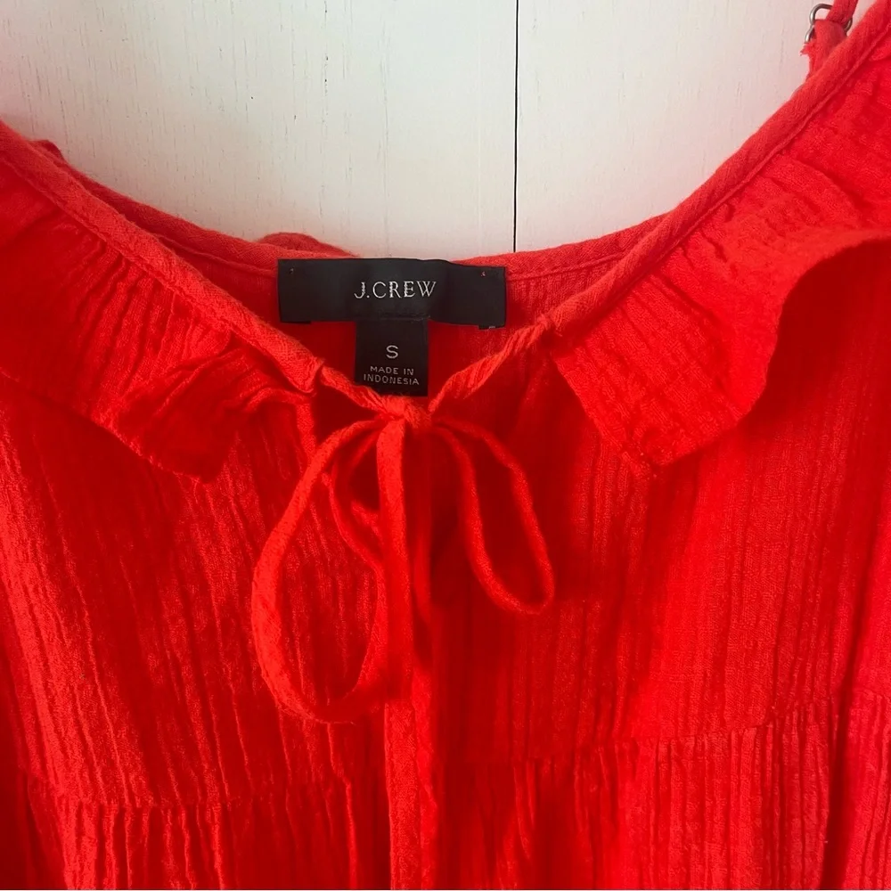 J. Crew Orange Tiered Ruffled Beach Maxi Dress Size Small - Picture 10 of 16